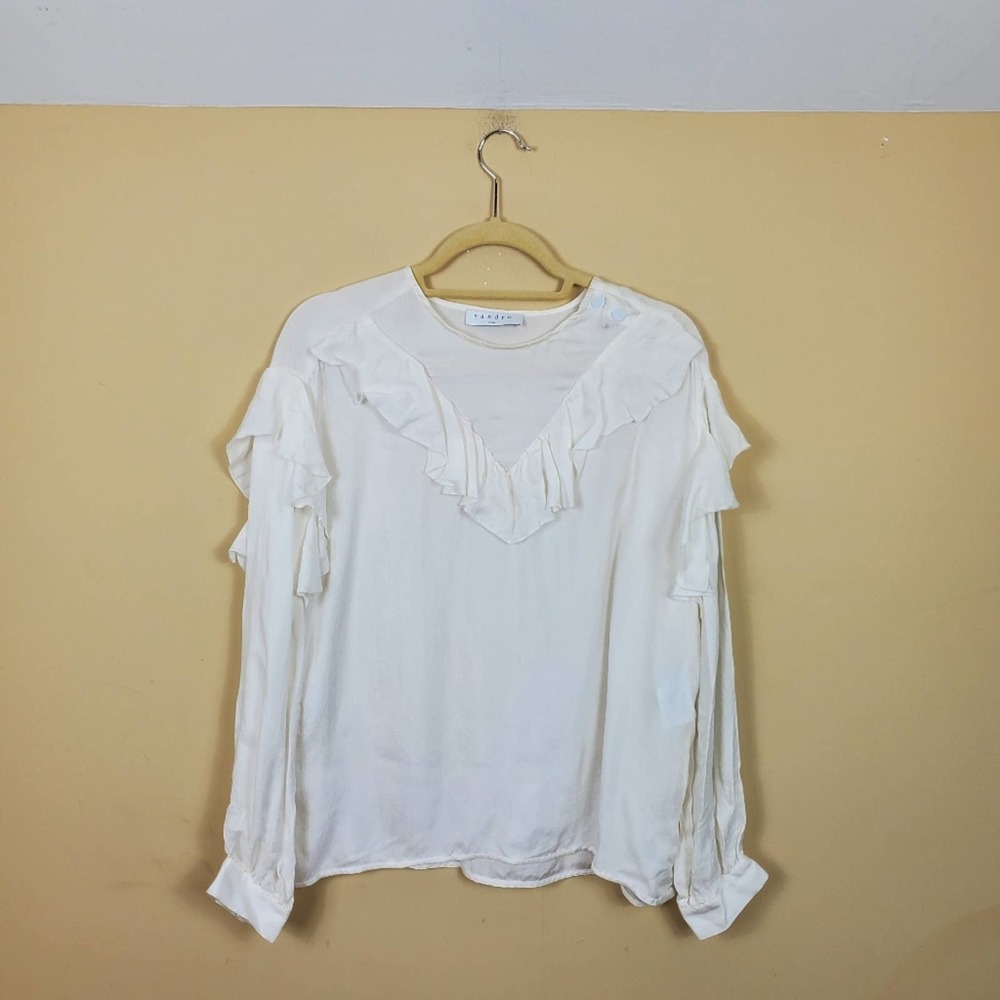 Sandro designer White Woven Top in Size M